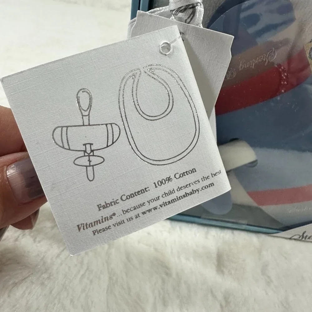 NWT Sterling Baby Airplane Spoon & Bib Set by Vitamins 2 piece set